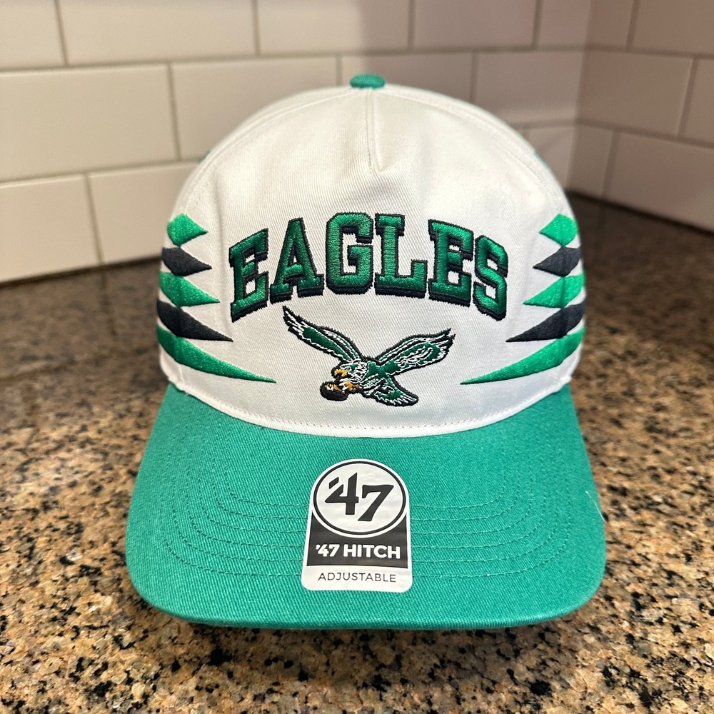 Philadelphia Eagles 47 Hitch Diamond Cut Hat Men OS White Green Cotton